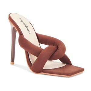 Superdown revolve chocolate Brown High Heel Mules Junie Sandal - NEW